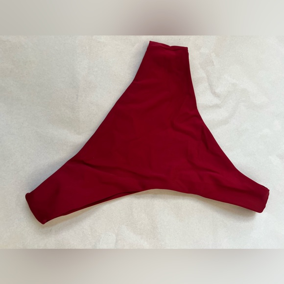 L BIKINI 2pc set lace up front tie top SWIMSUIT pirate sexy cranberry red - Picture 5 of 6